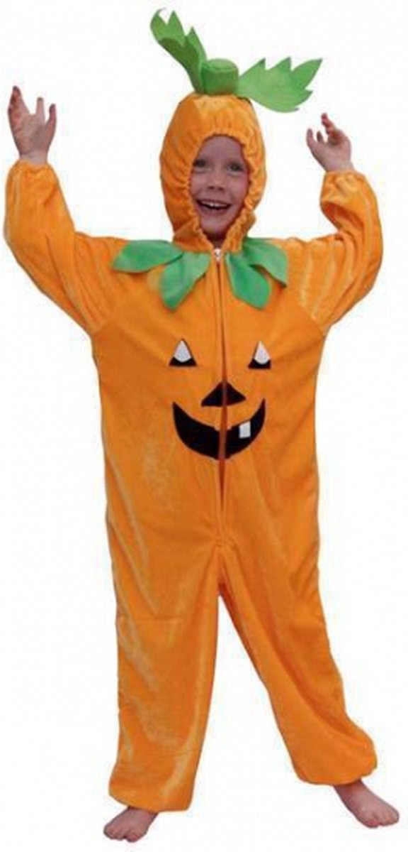 Halloween verkleedkostuum - pompoen - onesie - voor kinderen - oranje - jumpsuit 116