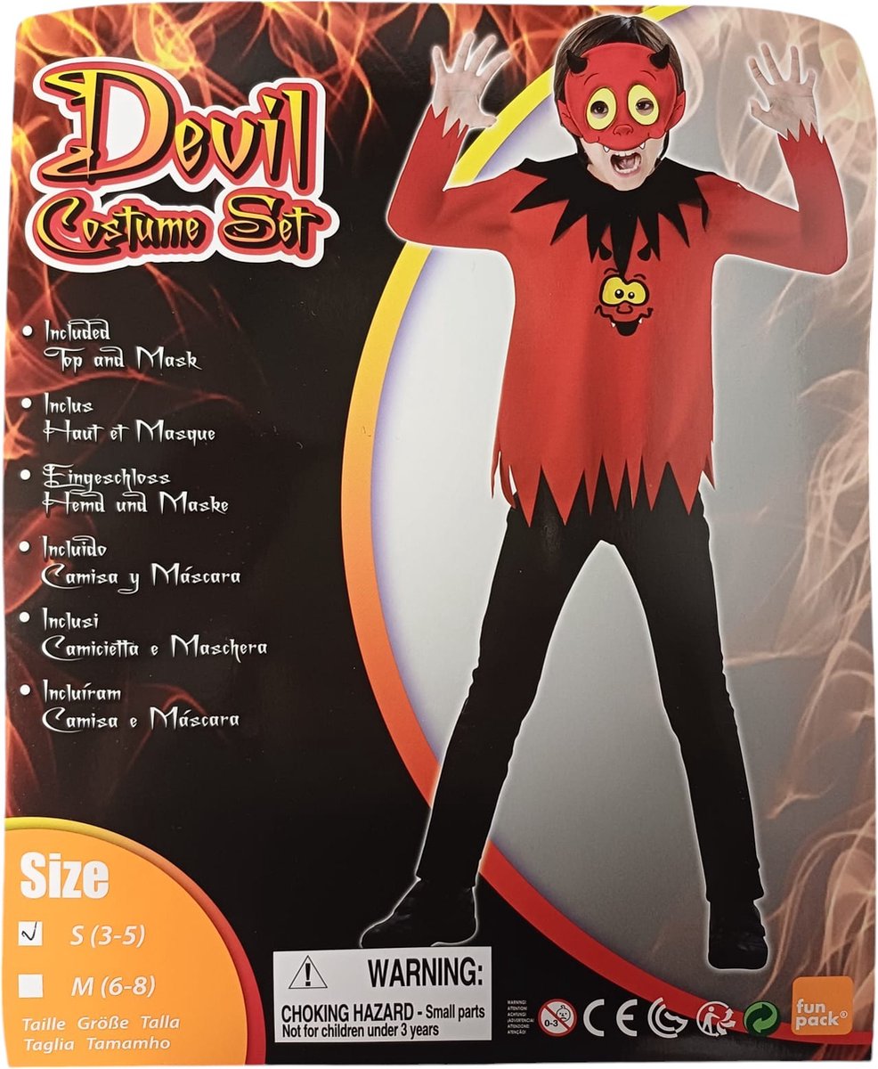 Halloween verkleedpakje DEVIL kids met masker - Size S ( 3-5 )