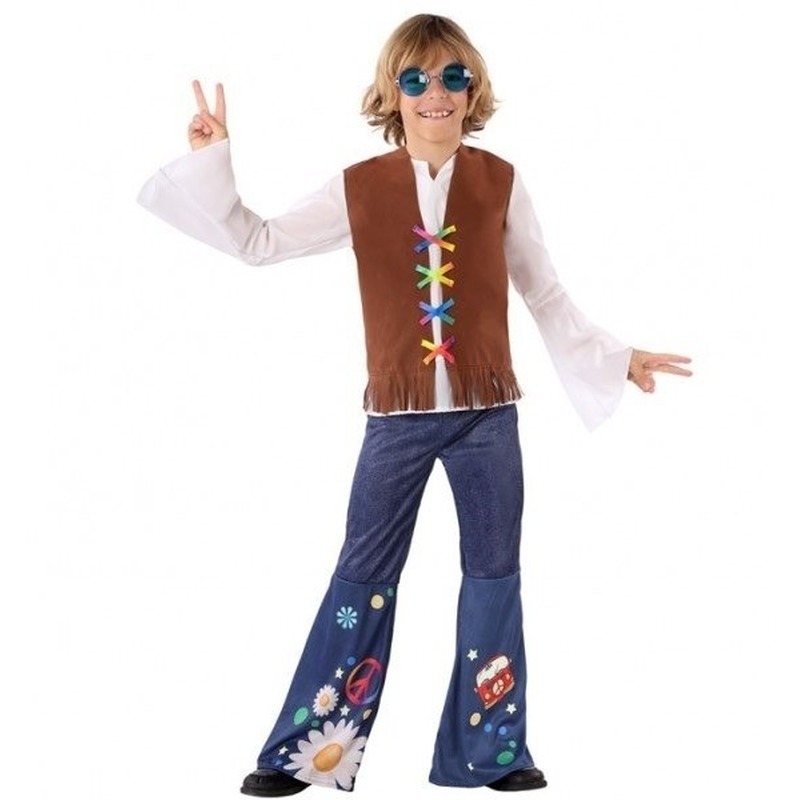 Hippie/Flower Power/jaren 60 verkleedkostuum voor jongens 128 (7-9 jaar) -