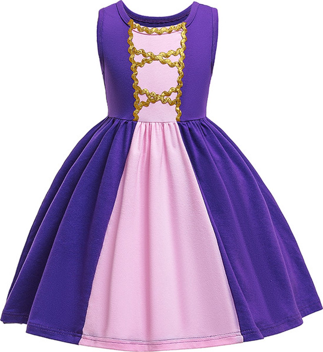 Joya Kids® Rapunzel Prinsessenjurk meisje | Verkleedjurken meisjes | Rapunzel jurk Roze en Paars | Prinsessen Verkleedkleding | Carnaval Halloween Verkleedset Kinderen | Van 12 maanden tot 6 jaar | Maat 110