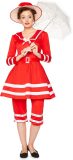 Karnival Costumes Retro 20 's Zwempak Dames Gestreept Rood Carnavalskleding Dames Carnaval - Polyester - Maat L - 4-Delig Hoed/Jurk/Riem/Broek