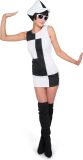 Karnival Costumes Verkleedkleding Monochroom disco kostuum voor vrouwen Carnavalskleding Dames Carnaval - Polyester - Zwart/Wit - Maat L - 2-Delig Jurk/Hoed