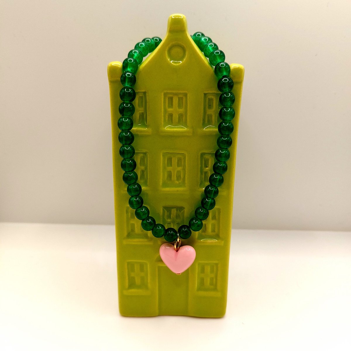 Kinderketting - Hartje - Roze - Groen - Kralen ketting - Pink Love - Meisjes - Speelgoed - Sieraden