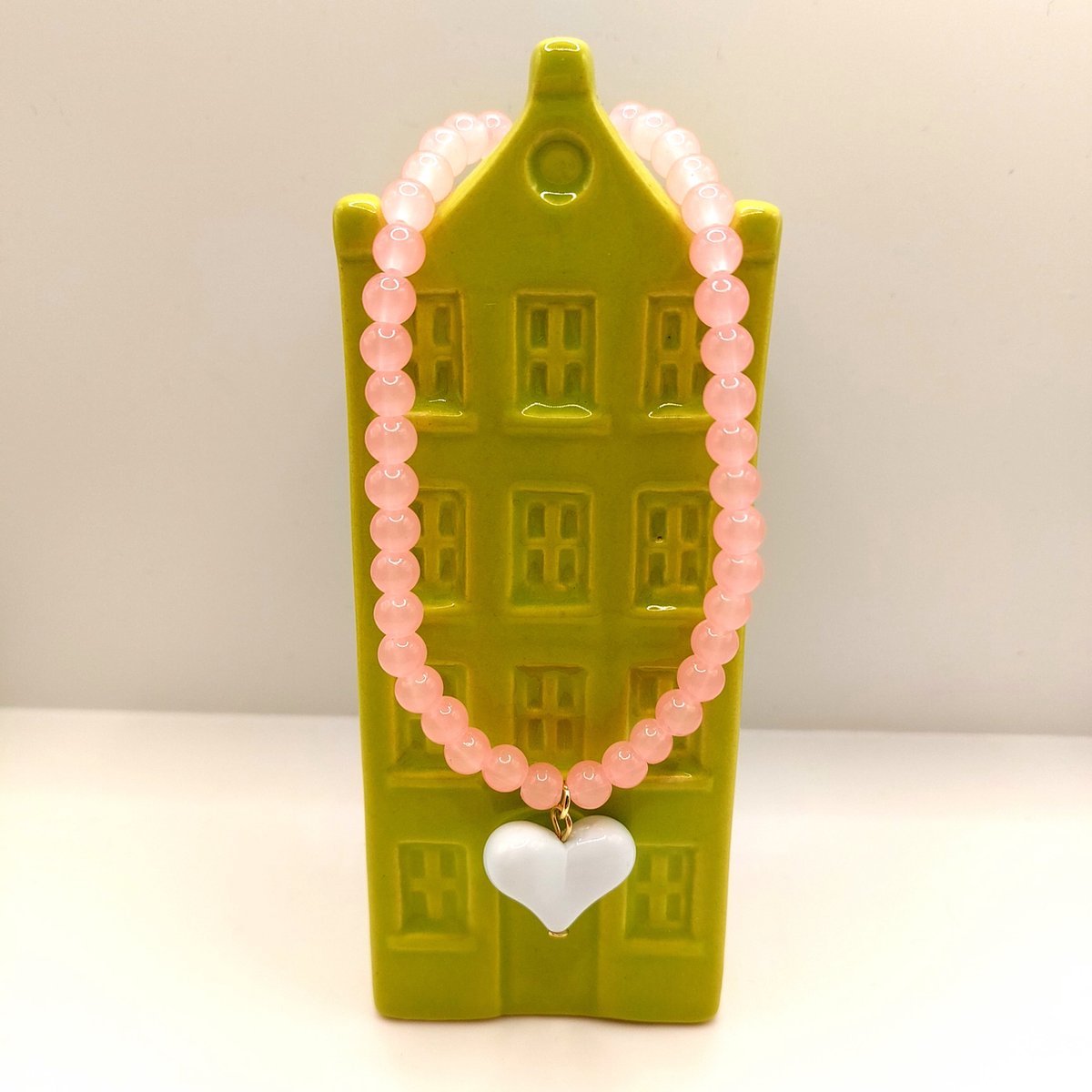 Kinderketting - Hartje - Wit - Roze - Kralen ketting - Love - Meisjes - Speelgoed - Sieraden