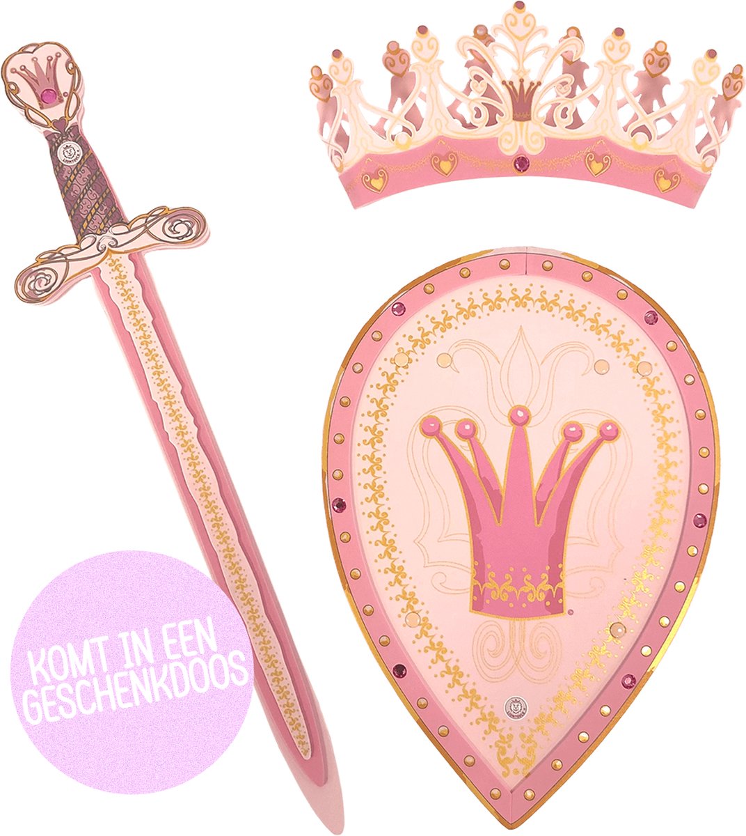 Liontouch - Koningin Rosa Set - Speelgoed - Schild en Kroon - Kostuums voor Meisjes - Duurzaam Schuim - Geschenkset - Leeftijd 3-8 Jaar - Roze