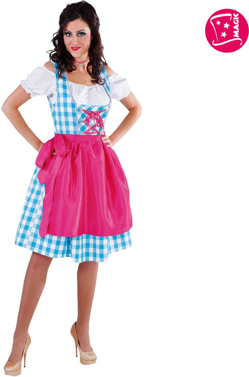 Magic Design Dirndl Dames Polyester Blauw/roze Maat L 3-delig