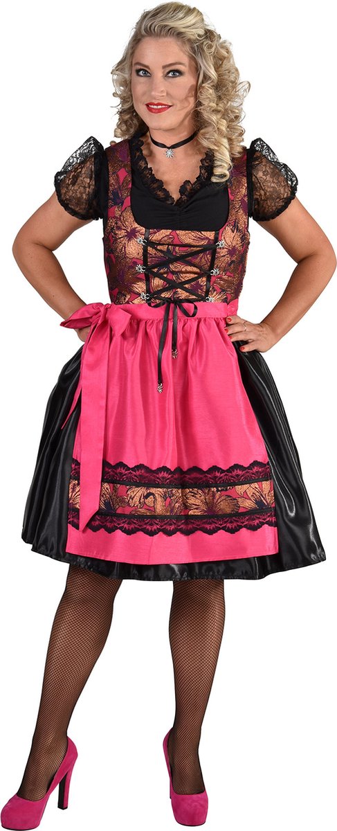 Magic Design Dirndl Lux Dames Polyester Zwart/roze Maat Xs