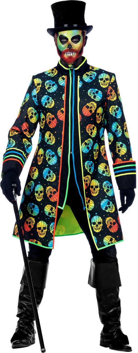 Neon Jas Schedel Halloween Heren - Maat 3XL