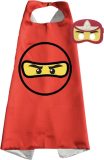 Ninjago Verkleedpak jongen - Ninja Kostuum - Cape en Masker - Carnavalskleding Kind - Rood