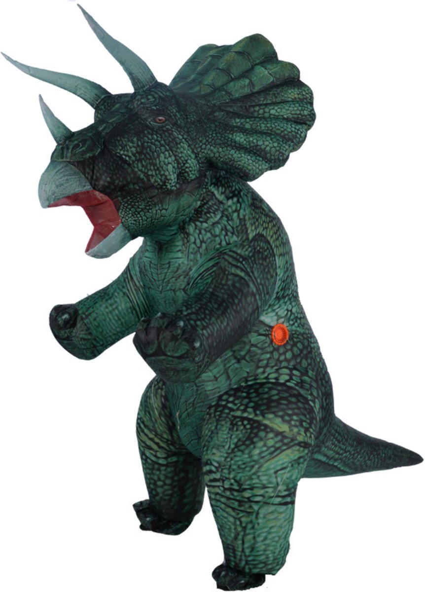 Nivard Dino Pak - Kostuum - Opblaasbaar - Dinosaurus - Opblaas - Halloween - Carnavalskleding - Heren - Dames - Volwassenen - Triceratops - Groen