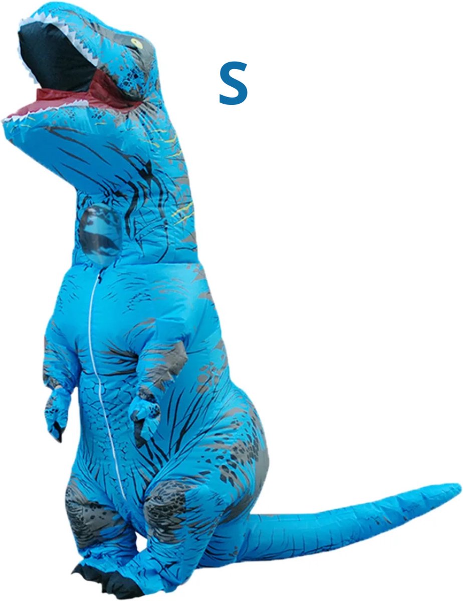 Nivard Dino Pak - Kostuum - Opblaasbaar - Dinosaurus - Opblaas - Halloween - Carnavalskleding - Kinderen - Kind - S - Blauw