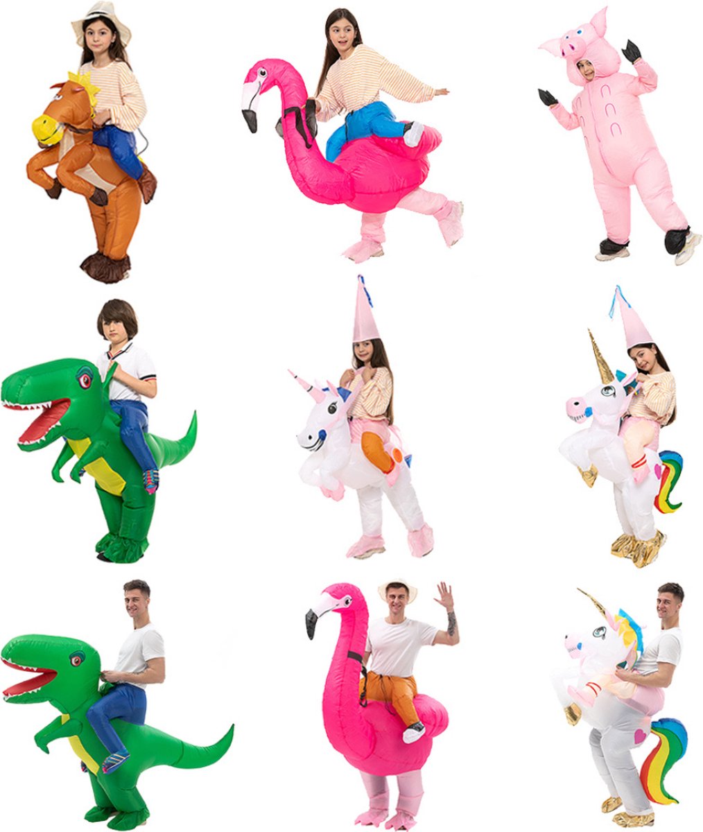 Nivard Dino Pak - Kostuum - Opblaasbaar - Eenhoorn - Opblaas - Halloween - Carnavalskleding - Voor Kinderen - Kind - Kids 90-130cm