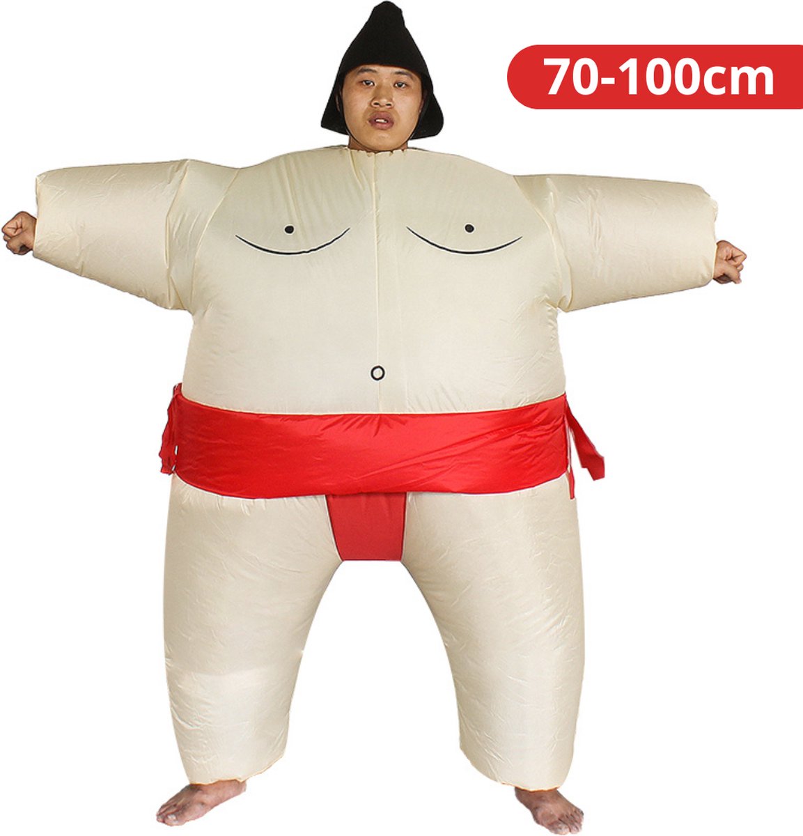 Nivard Dino Pak - Kostuum - Opblaasbaar - Sumo Worstelaar Rood - Opblaas - Halloween - Carnavalskleding - Voor Kinderen 70-100cm