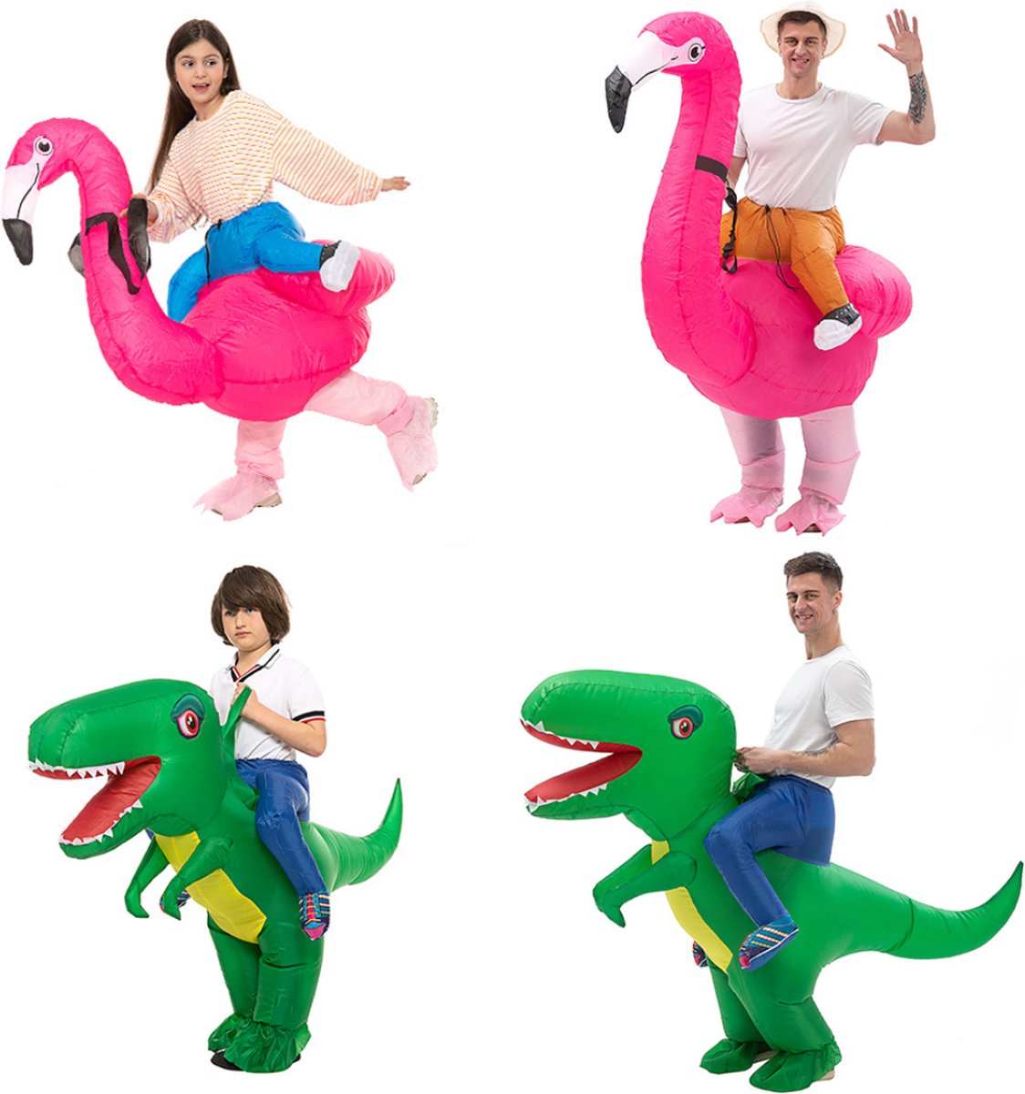 Nivard Dino Pak - Kostuum - Opblaasbaar - T-Rex- Opblaas - Halloween - Carnavalskleding - Voor Kinderen - Kind - Kids 90-130cm