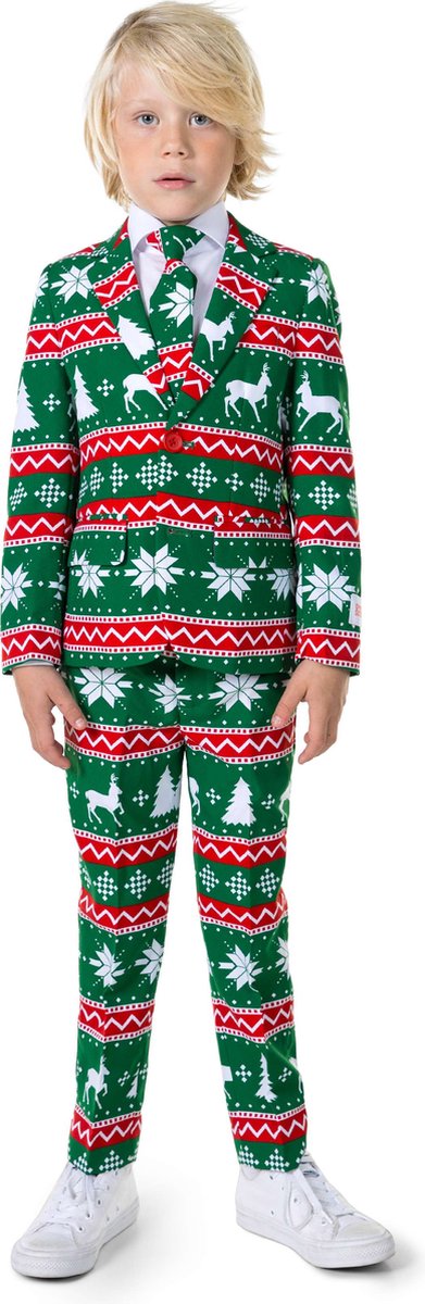 OppoSuits Festive Green - Kids Pak - Kerst Outfit - Groen - Maat: EU 122/128