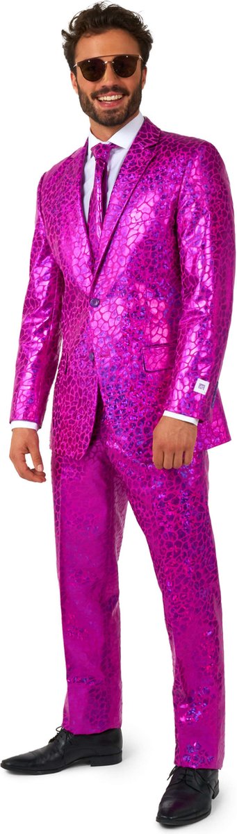 OppoSuits Peppy Pink - Heren Kerstpak - Kostuum - Roze - Maat 48