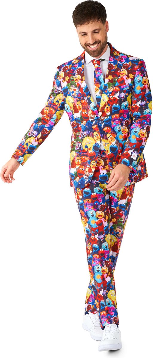 OppoSuits Sesame Street™ - Sesamstraat Pak - Heren Carnaval Kostuum - Inclusief Pantalon, Blazer en Stropdas - Multi Color - Maat: EU 54