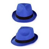 Party feest gleufhoedje - blauw - verkleed trilby hoed -