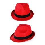 Party feest gleufhoedje - rood - verkleed trilby hoed -