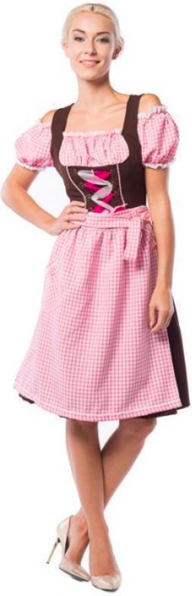 Partyxclusive Oktoberfest Dirndl Dames Anne-Ruth Lang Oktoberfest Dames Carnavalskleding Dames Carnaval Kostuum Dames - Polyester - Roze/Bruin - Maat S/36