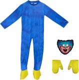 Playtime Poppy Huggy Wuggy verkleedkostuum + masker voor kinderen - maat L 130-145 cm - Carnaval, Halloween en verjaardag pak kids suit