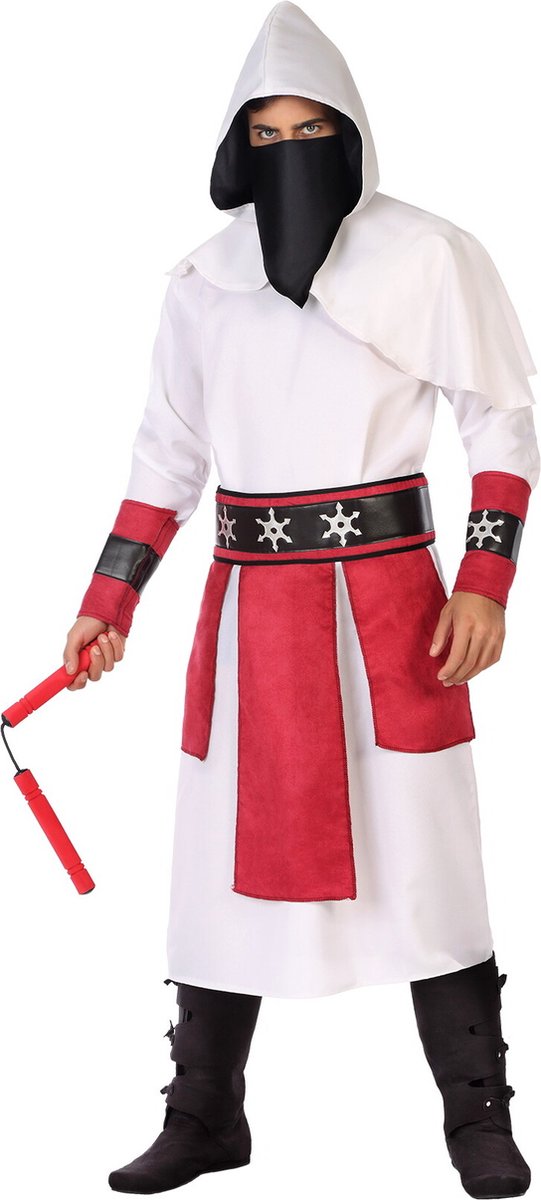 Samurai Ninja Outfit Heren Wit/Rood - Maat M/L