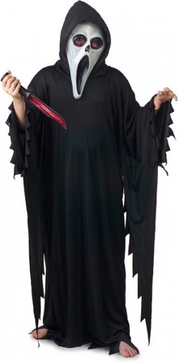 Scream verkleed kostuum/gewaad voor kinderen - zwart - Carnavalskleding Scary Movie - Halloween 140