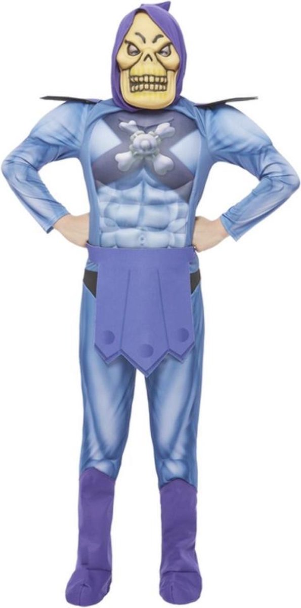 Smiffy's - MASTERS OF THE UNIVERSE Official Licenced Kostuum - Skeletor - Blauw [ Medium Kind 7 tot 9 jaar ] Halloween - Verkleedkleding