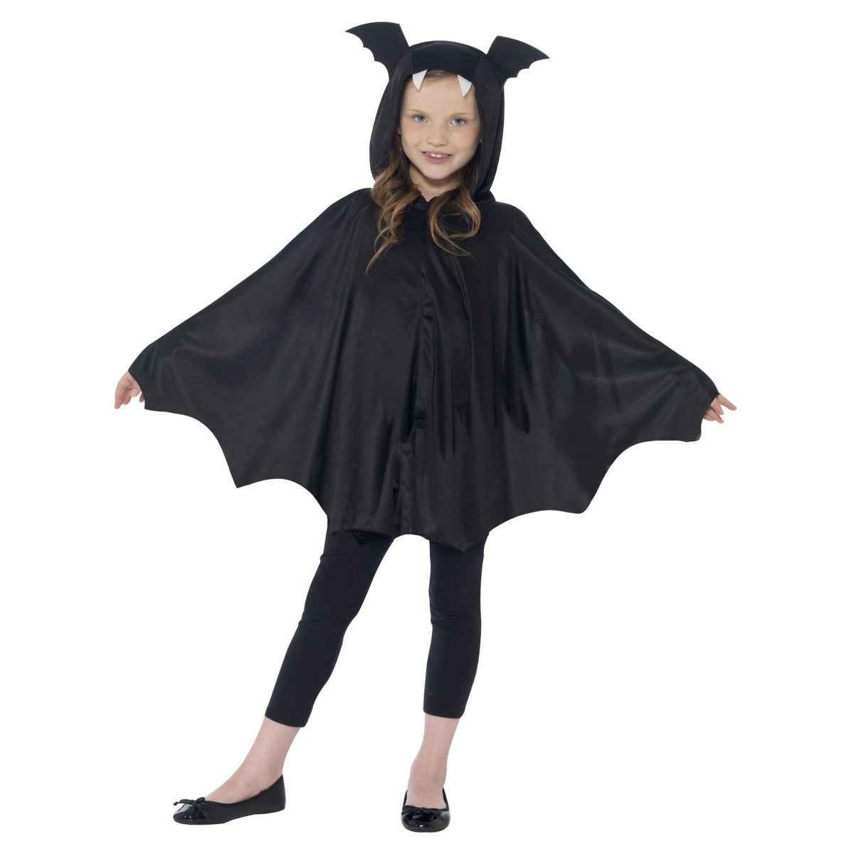 Smiffy's Verkleedpak/cape Vleermuis - zwart - kinderen - Halloween 130-143 (7-9 jaar) -