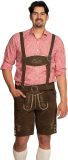 Tannhauser Oktoberfest Lederhose Friedrich met Riem en Bretels Kort 100% Echt leder Oktoberfest Heren Carnavalskleding Heren Lederhosen Man Lederhose man - Leer - Donkerbruin - XS