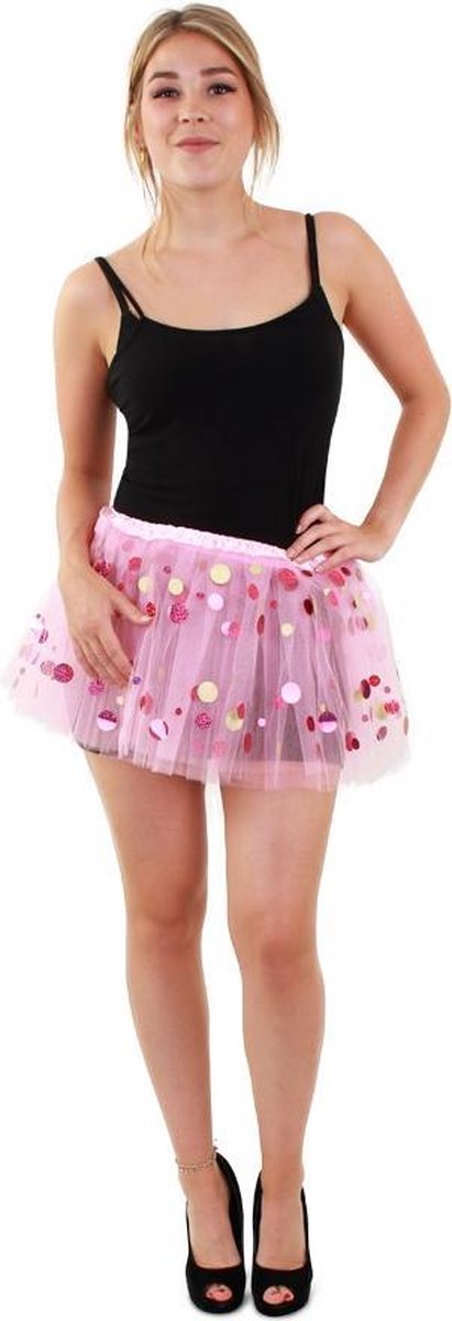 Tule rokje roze met dots voor dames one size