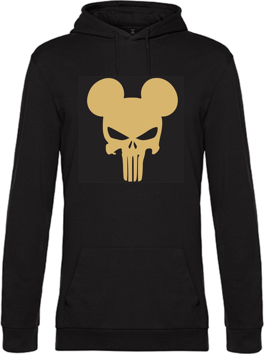 Unisex Halloween Hoodie - Griezel in Stijl met Gouden Mickey - LARGE