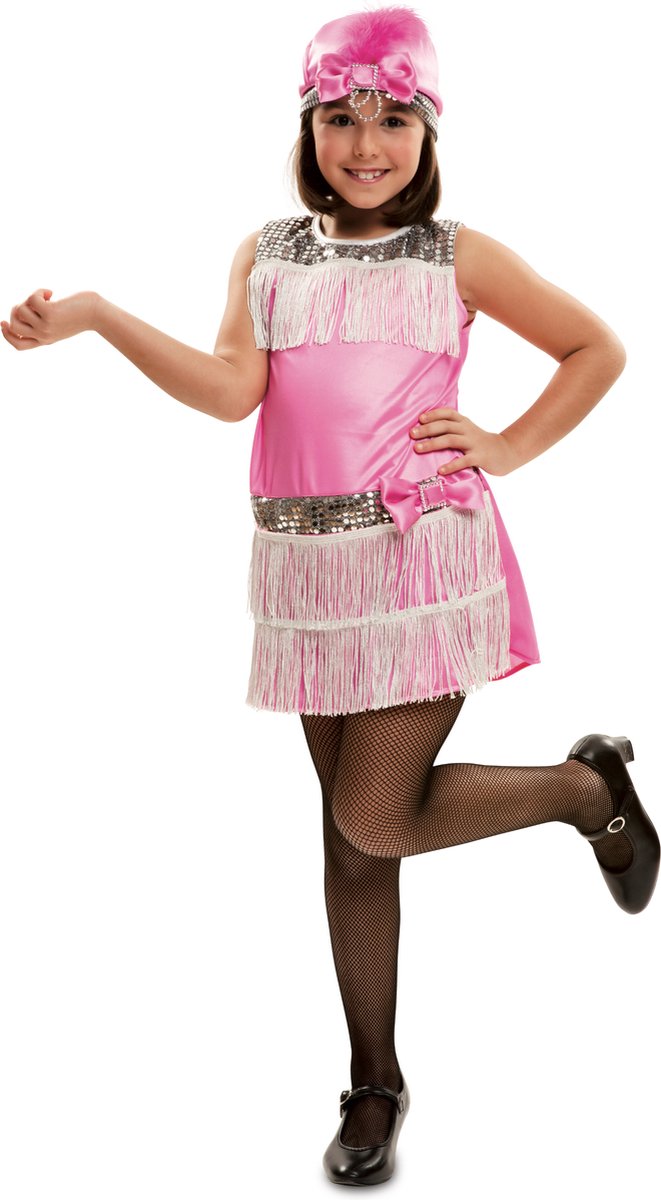 VIVING COSTUMES / JUINSA - Roze charleston kostuum met hoedje voor meiden - 10-12 jaar