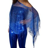 Verkleed visnet poncho/stola dames - Blauw - Party kleding