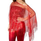 Verkleed visnet poncho/stola dames - Rood - Party kleding