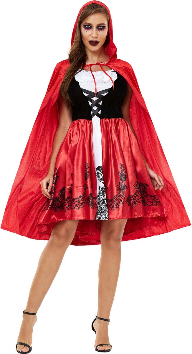 Vermanto Kostuum - Roodkapje - Halloween - Cape - Kleding - Dames - L