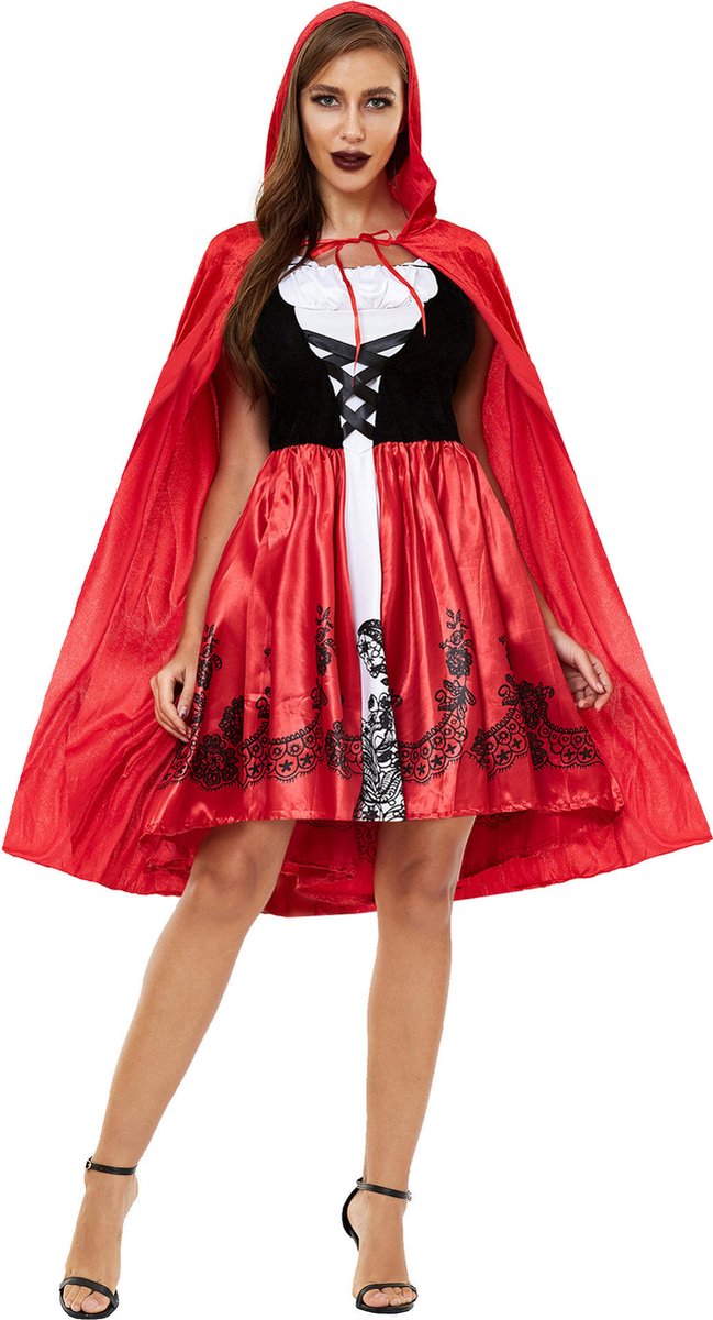 Vermanto Kostuum - Roodkapje - Halloween - Cape - Kleding - Dames - M