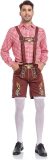 Vermanto Oktoberfest Kostuum - Lederhosen - Oktoberfest - Blouse - Hemd - Geruit - Broek - Tiroler - Man - Heren - Set - Bruin - Rood - Wit - L