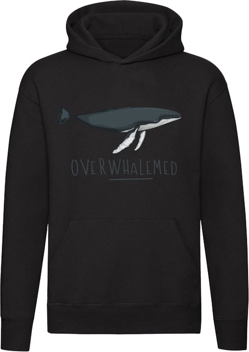 Walvis Overwhalemed Hoodie - zee - zwaar - stress - woordspeling - dieren - taal - engels - humor - grappig