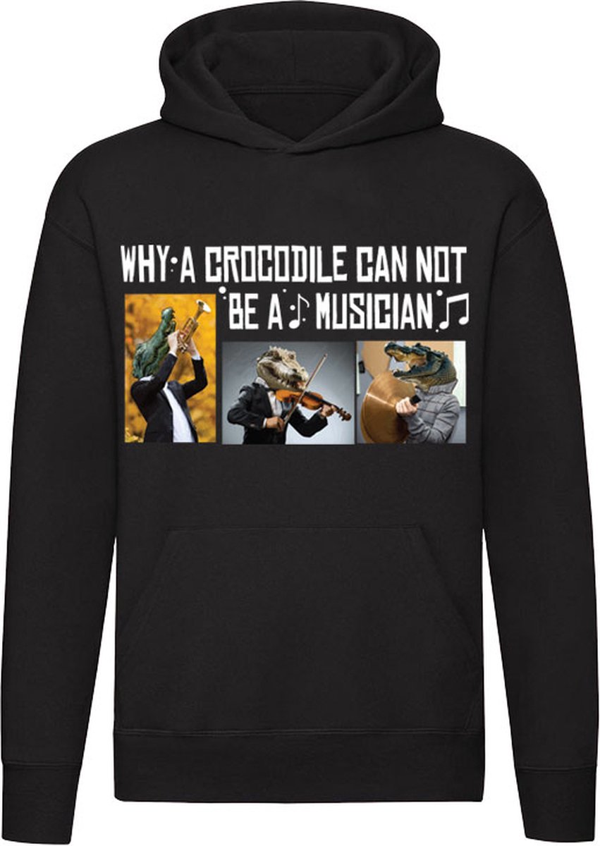 Why a crocodile can not be a musician Hoodie - dieren - krokodil - muziek - muzikant - instrument - humor - grappig