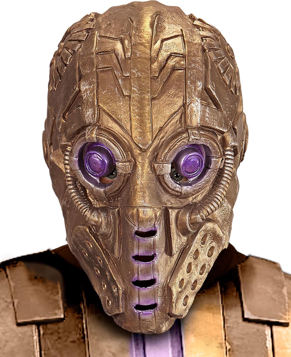 Widmann - Alien Kostuum - Masker Space Trooper Rochnistu - Brons, Goud - Carnavalskleding - Verkleedkleding