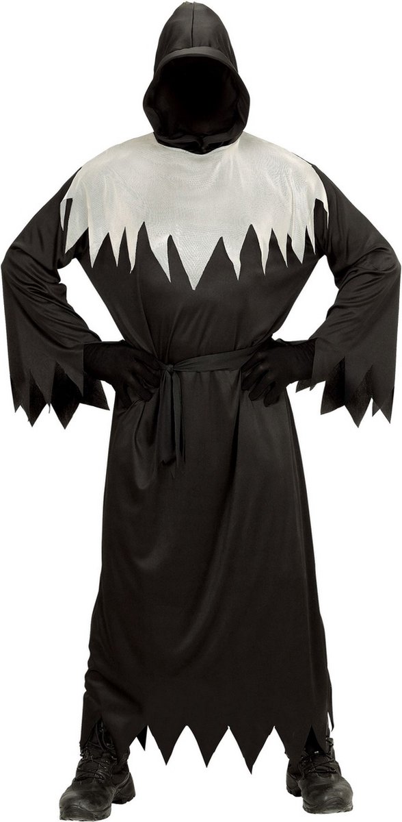 Widmann - Beul & Magere Hein Kostuum - Grafschender Ontheiliger - Jongen - Zwart - Maat 128 - Halloween - Verkleedkleding