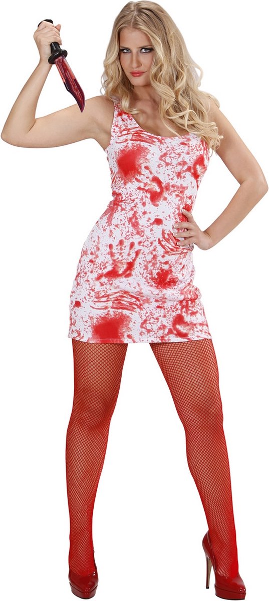 Widmann - Bloody Mary Ms Scary Kostuum Vrouw - Rood, Wit / Beige - Medium - Halloween - Verkleedkleding