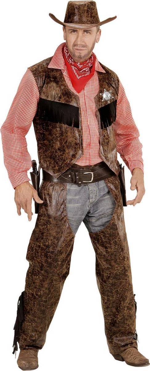 Widmann - Cowboy & Cowgirl Kostuum - Stoere Cowboy Man / - Jongen - Bruin - Medium - Carnavalskleding - Verkleedkleding