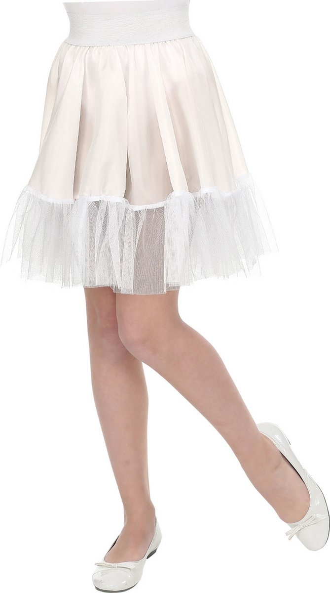 Widmann - Dans & Entertainment Kostuum - Witte Rock And Roll Petticoat Meisje - Wit / Beige - One Size - Carnavalskleding - Verkleedkleding