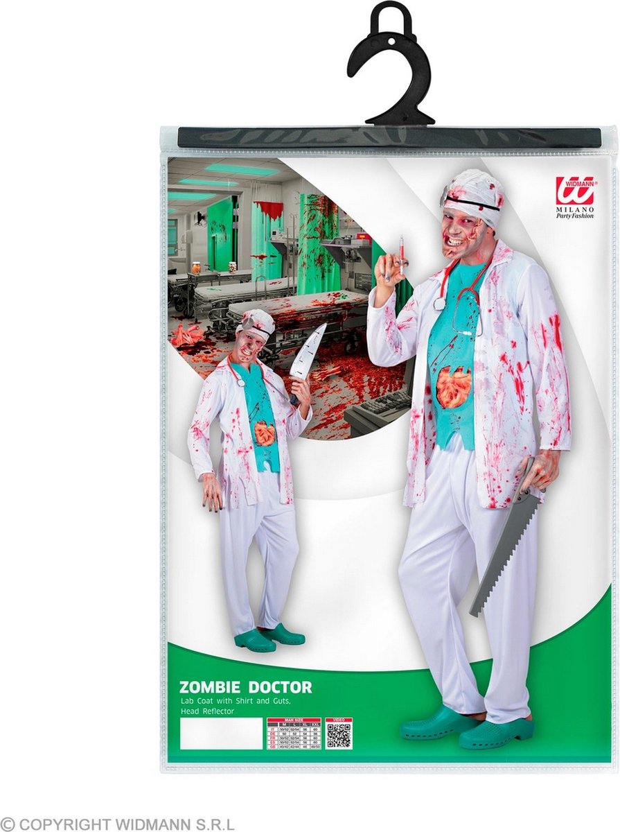 Widmann - Dokter & Tandarts Kostuum - Hongerige Zombie Dokter Kostuum - Wit / Beige - XXL - Halloween - Verkleedkleding