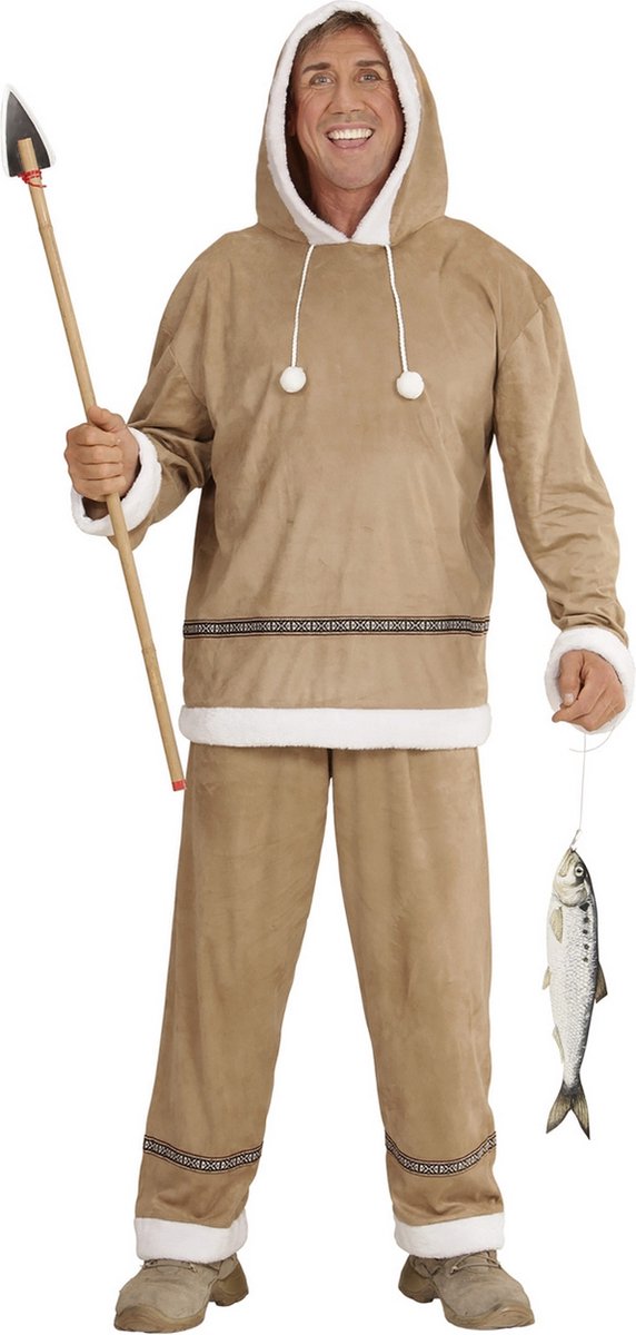 Widmann - Eskimo Kostuum - Visser Eskimo Heer - Man - Bruin, Wit / Beige - XL - Carnavalskleding - Verkleedkleding