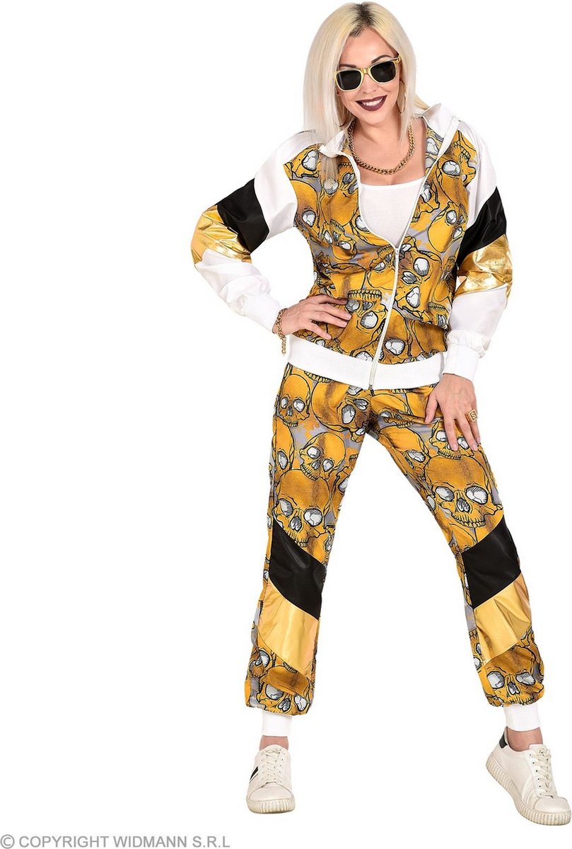 Widmann - Gevaarlijke Sport Tot Op Het Bot Pak - Zwart, Goud - XL - Halloween - Verkleedkleding