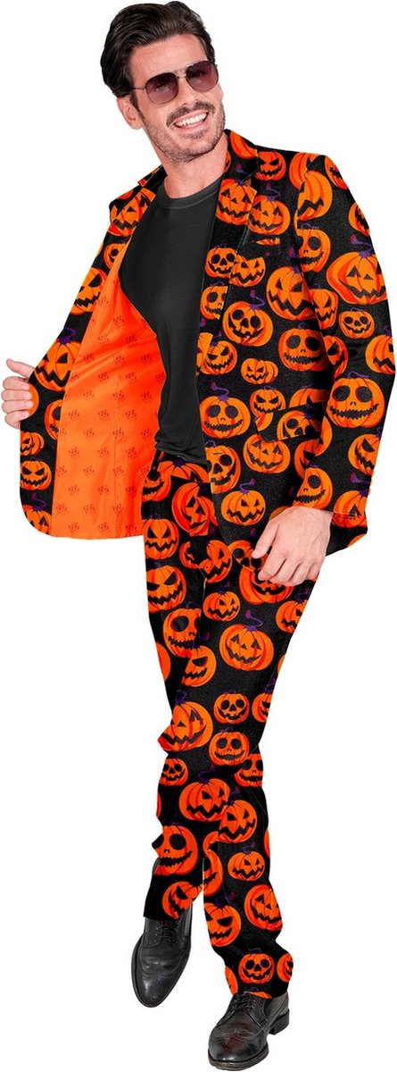 Widmann - Halloween Kostuum - Scary Pumpkin - Man - Oranje, Zwart - XXL - Carnavalskleding - Verkleedkleding