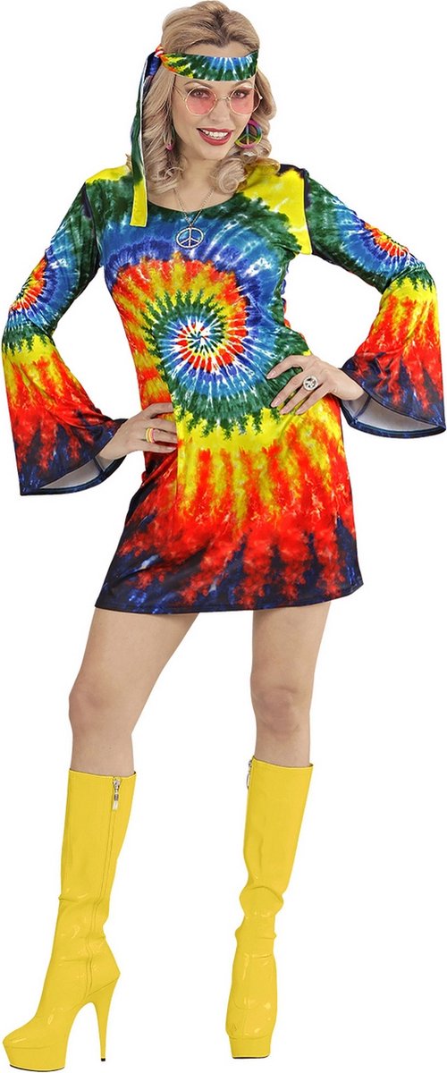 Widmann - Hippie Kostuum - Psychedelische Tie Dye Hippie - Vrouw - Multicolor - Small - Carnavalskleding - Verkleedkleding